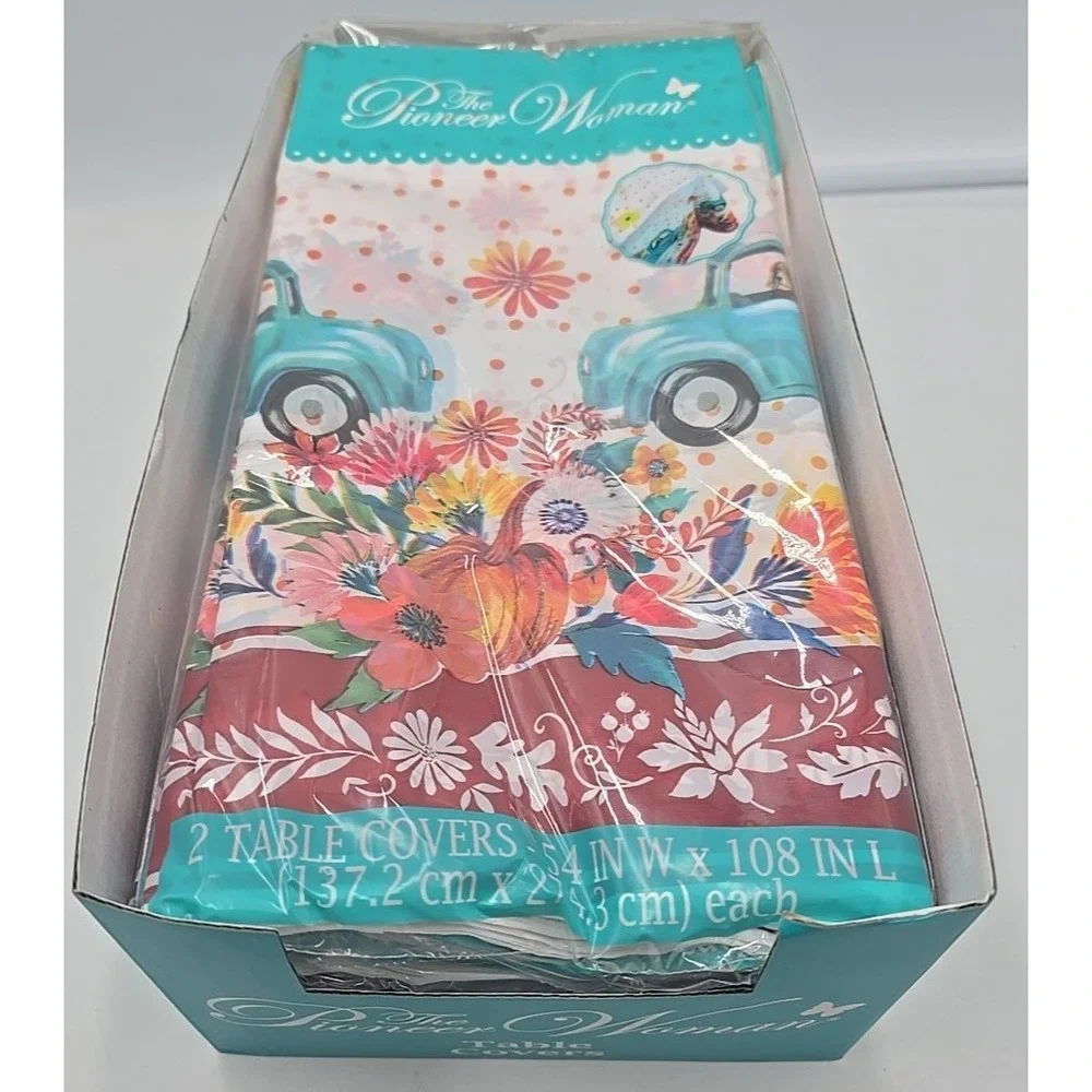 Pioneer Woman Harvest Thanksgiving 54 in w x 108 in. L Dog Plastic Table Covers